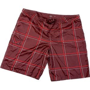 Men’s cargo swim trunks | red plaid | sz 3XXL| brand new